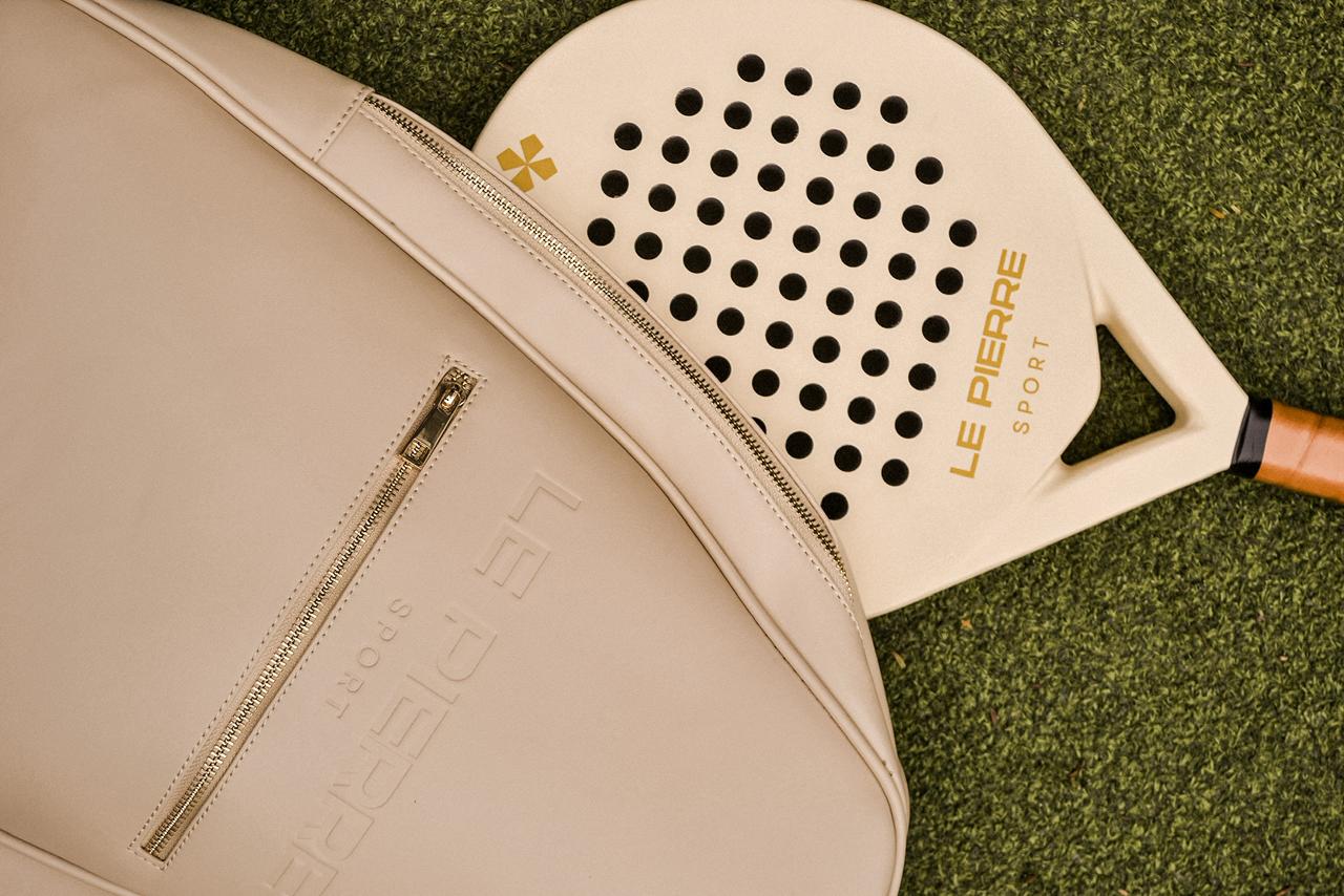 Le Pierre Sport bag and racket detail on court grass
